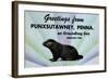 Greetings From Punxsutawney, Penna On Groundhog Day-Curt Teich & Company-Framed Art Print