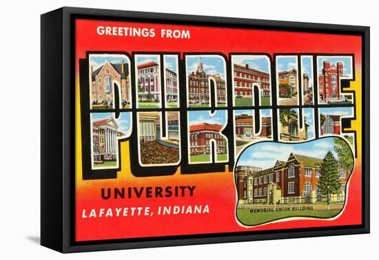 Greetings from Purdue, Indiana-null-Framed Stretched Canvas