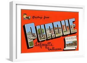 Greetings from Purdue University, Lafayette Indiana-null-Framed Giclee Print