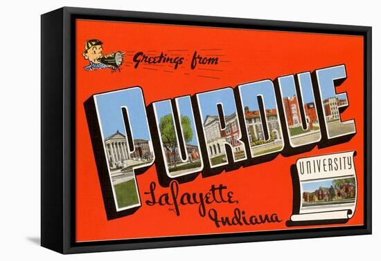 Greetings from Purdue University, Lafayette Indiana-null-Framed Stretched Canvas