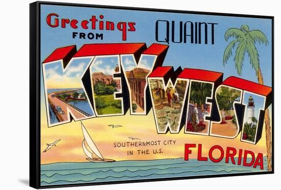 Greetings from Quaint Key West, Florida, the Southernmost City in the U.S.-null-Framed Stretched Canvas