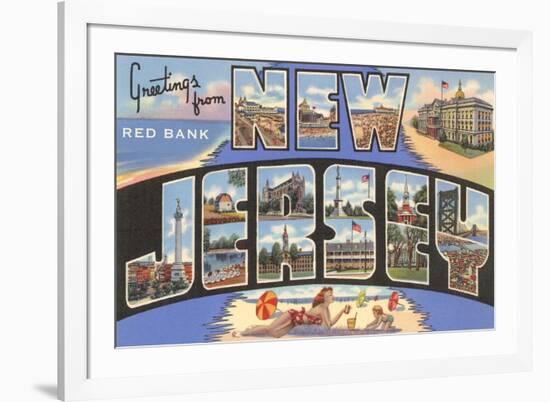Greetings from Red Bank, New Jersey-null-Framed Premium Giclee Print