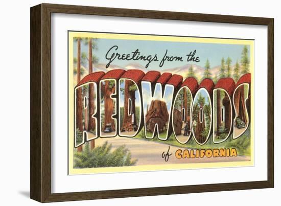 Greetings from Redwoods, California-null-Framed Art Print