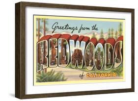 Greetings from Redwoods, California-null-Framed Art Print