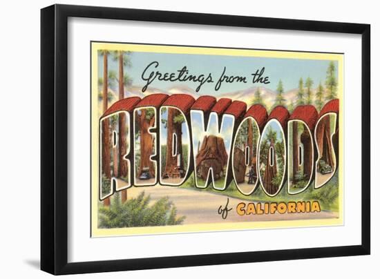 Greetings from Redwoods, California-null-Framed Art Print