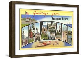 Greetings from Rehoboth Beach, Delaware-null-Framed Art Print