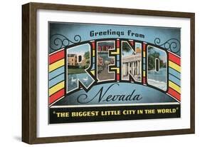 Greetings from Reno, Nevada, the Biggest Little City in the World-null-Framed Giclee Print