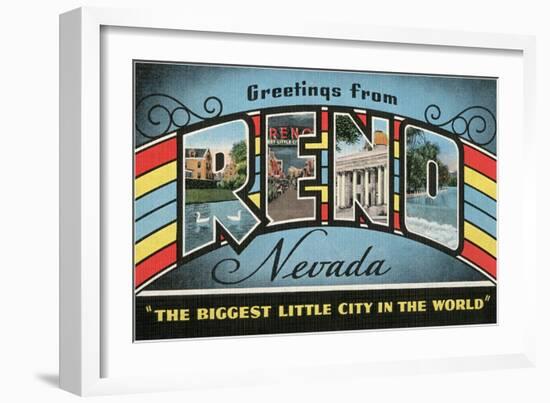 Greetings from Reno, Nevada, the Biggest Little City in the World-null-Framed Giclee Print