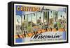 Greetings from Rhinelander, Wisconsin-null-Framed Stretched Canvas