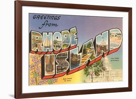 Greetings from Rhode Island-null-Framed Premium Giclee Print