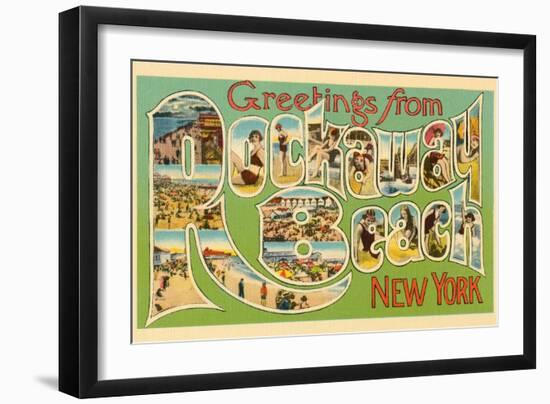 Greetings from Rockaway Beach, New York-null-Framed Art Print