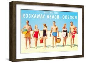 Greetings from Rockaway Beach, Oregon-null-Framed Art Print