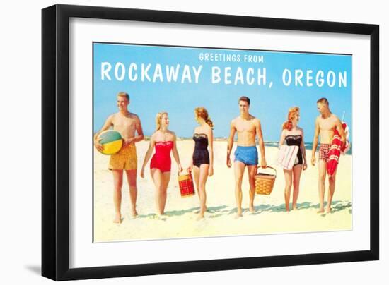 Greetings from Rockaway Beach, Oregon-null-Framed Art Print