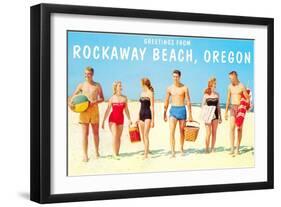 Greetings from Rockaway Beach, Oregon-null-Framed Art Print