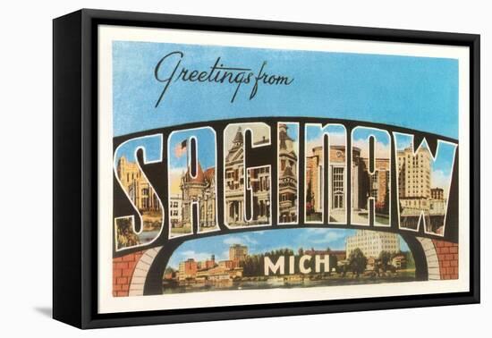 Greetings from Saginaw, Michigan-null-Framed Stretched Canvas