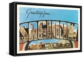 Greetings from Saginaw, Michigan-null-Framed Stretched Canvas