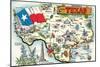 Greetings from San Angelo, Texas, the Lone Star State, Map-null-Mounted Art Print