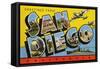Greetings from San Diego, California-null-Framed Stretched Canvas