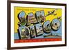 Greetings from San Diego, California-null-Framed Premium Giclee Print