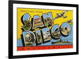 Greetings from San Diego, California-null-Framed Premium Giclee Print