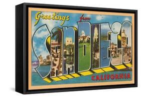 Greetings from San Diego, California-null-Framed Stretched Canvas