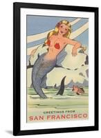 Greetings from San Francisco, California, Mermaid-null-Framed Art Print