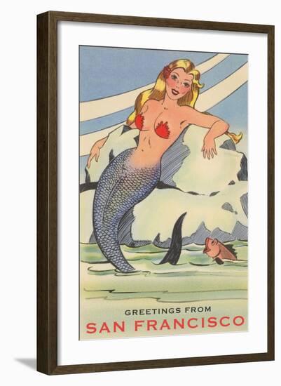 Greetings from San Francisco, California, Mermaid-null-Framed Art Print