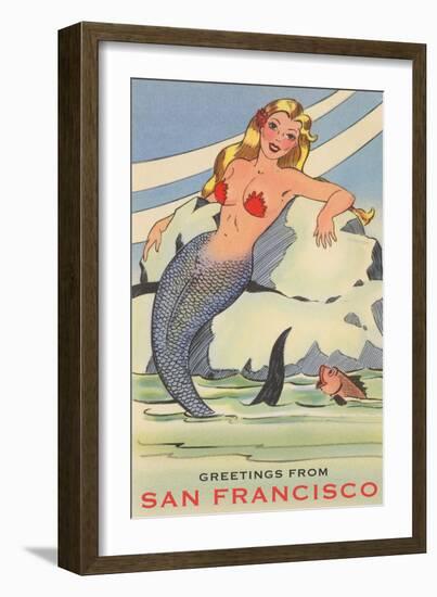 Greetings from San Francisco, California, Mermaid-null-Framed Art Print