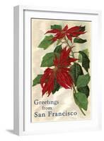 Greetings from San Francisco, California, Poinsettias-null-Framed Art Print