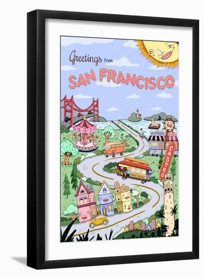 Greetings from San Francisco-Danielle O'Malley-Framed Art Print