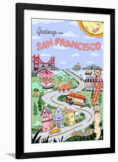 Greetings from San Francisco-Danielle O'Malley-Framed Art Print