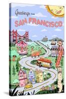 Greetings from San Francisco-Danielle O'Malley-Stretched Canvas