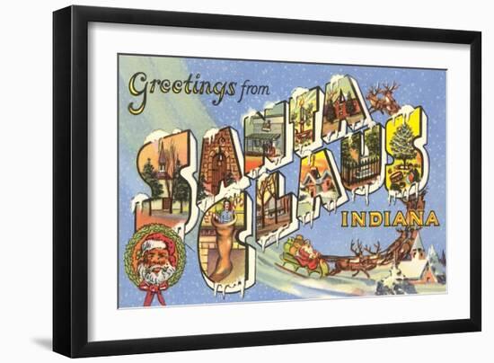 Greetings from Santa Claus, Indiana-null-Framed Art Print