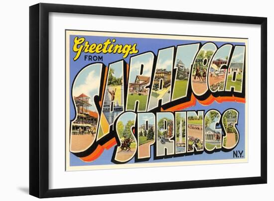 Greetings from Saratoga Springs, New York-null-Framed Art Print