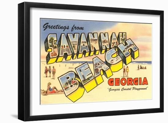Greetings from Savannah Beach, Georgia-null-Framed Art Print