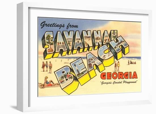 Greetings from Savannah Beach, Georgia-null-Framed Art Print