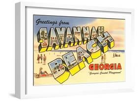 Greetings from Savannah Beach, Georgia-null-Framed Art Print