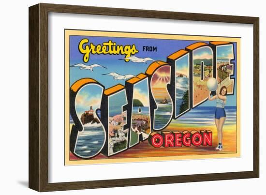 Greetings from Seaside, Oregon-null-Framed Art Print