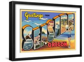 Greetings from Seaside, Oregon-null-Framed Art Print