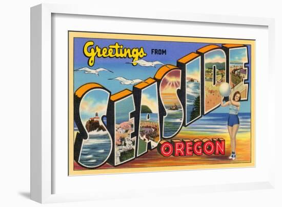 Greetings from Seaside, Oregon-null-Framed Art Print