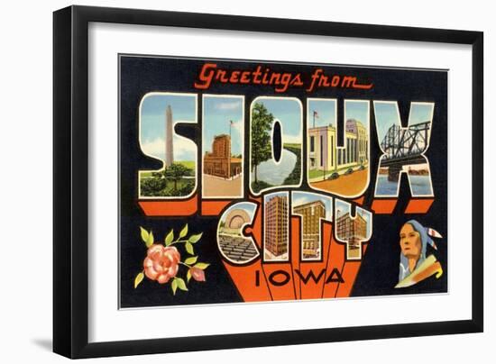 Greetings from Sioux City, Iowa-null-Framed Art Print