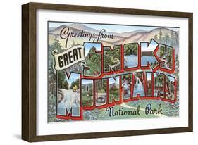 Greetings from Smoky Mountains-null-Framed Art Print