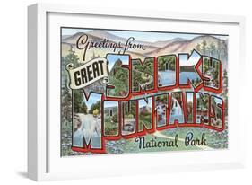 Greetings from Smoky Mountains-null-Framed Art Print