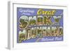 Greetings from Smoky Mountains-null-Framed Art Print