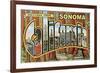 Greetings from Sonoma, California-null-Framed Premium Giclee Print