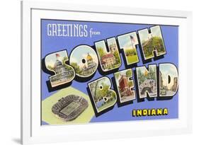 Greetings from South Bend, Indiana-null-Framed Premium Giclee Print