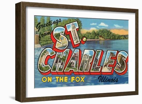 Greetings from St. Charles, Illinois, on the Fox-null-Framed Art Print