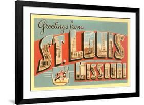 Greetings from St. Louis, Missouri-null-Framed Premium Giclee Print