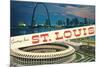 Greetings from St. Louis, Stadium, Arch-null-Mounted Premium Giclee Print