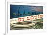 Greetings from St. Louis, Stadium, Arch-null-Framed Art Print